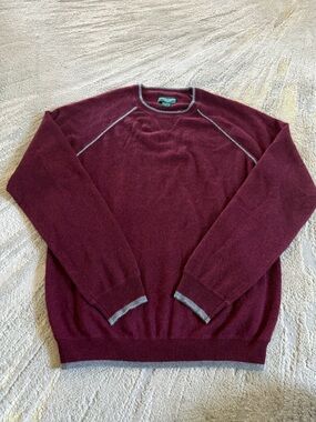 Hammacher Schlemmer  Washable Cashmere Sweater red burgundy large